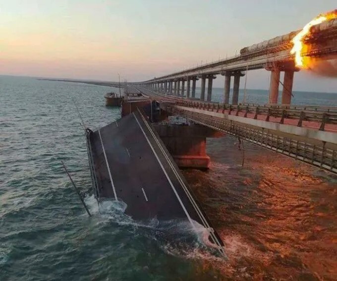 Key bridge connecting Crimea to Russia hit by huge explosion