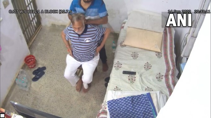 CCTV Footage Of jailed Delhi minister getting a massage inside Tihar jail