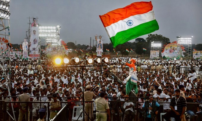 Congress leaders during Bharat Jodo Yatra, in Kamareddy, Telangana