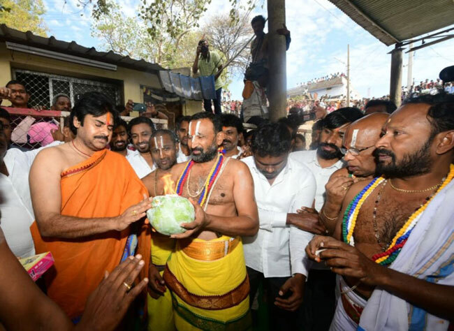 Pawan Kalyan Performs Puja For His Varahi Campaign Vehicle; See Photos