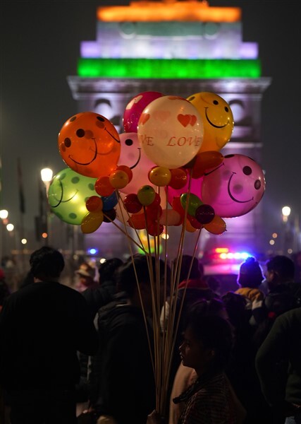 Rashtrapati Bhavan Illuminated With Laser Light On The 74th Republic Day, In New Delhi
