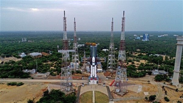 Chandrayaan-3 being shifted to the launch pad at Satish Dhawan Space Centre, in Sriharikota