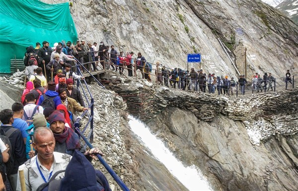 Pilgrims Visit holy cave shrine of Amarnath; See Visuals