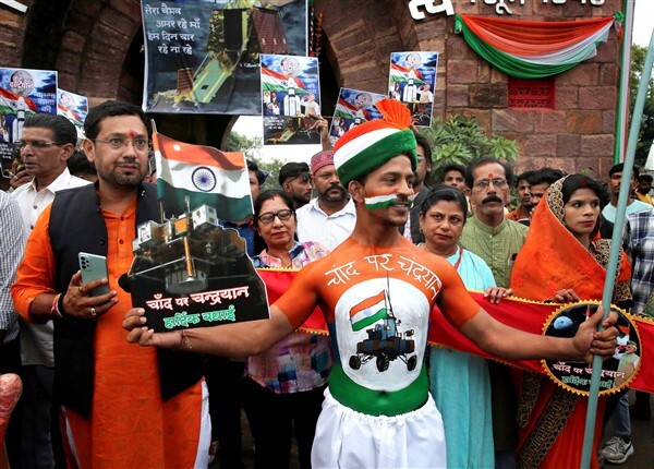 In Pics: India Celebrates soft landing of ISRO’s Chandrayaan-3 on the surface of the Moon