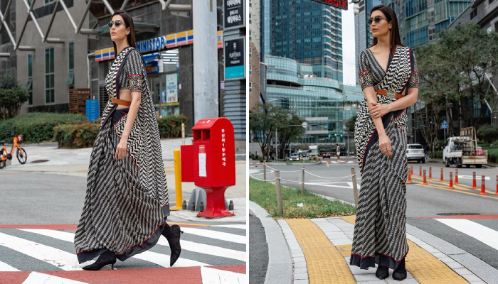  विदेश की सड़कों में देसी अंदाज से करिश्मा तन्ना ने ढाया कहर, साड़ी पहन दिखाईं दिलकश अदाएं