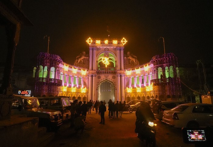 Night View Of Ram Mandir & Preparation For Consecration Ceremony In Ayodhya