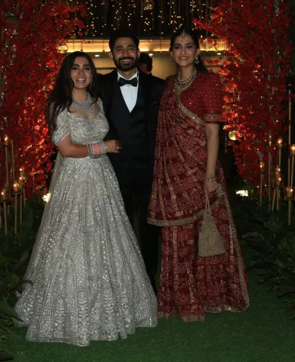 Sonam Kapoor  At her friend Apeksha Maker's wedding reception
