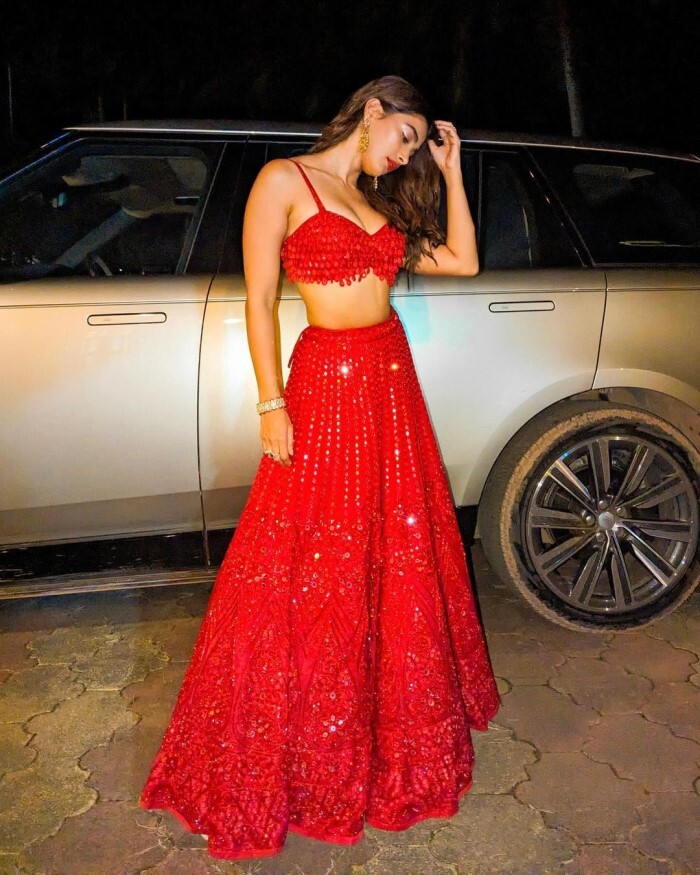 Pooja Hegde in Red Lehenga