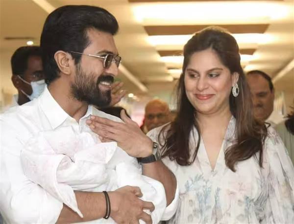 ram charan with his wife daughter