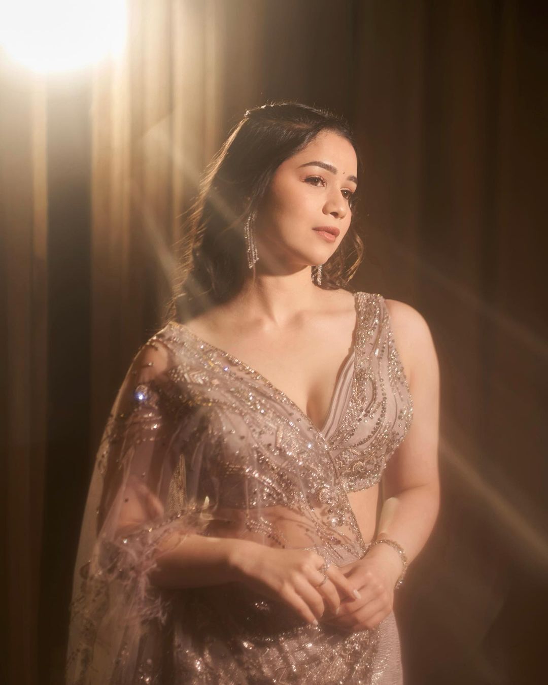 Sara Tendulkar shines brightly in her dazzling saree ensemble.