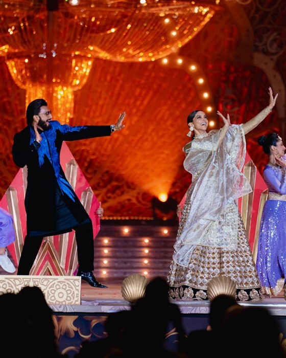 Ranveer Singh and Deepika Padukone entertain the guests with their performance at the pre-wedding