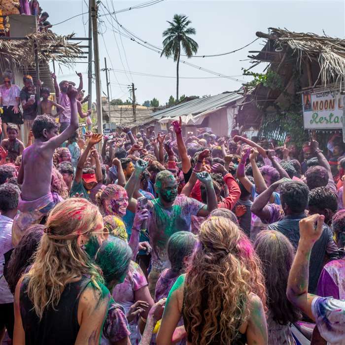 In Hampi, Karnataka, known as the City of Ruins, the vibrant hues of Holi add to its allure. Visitor