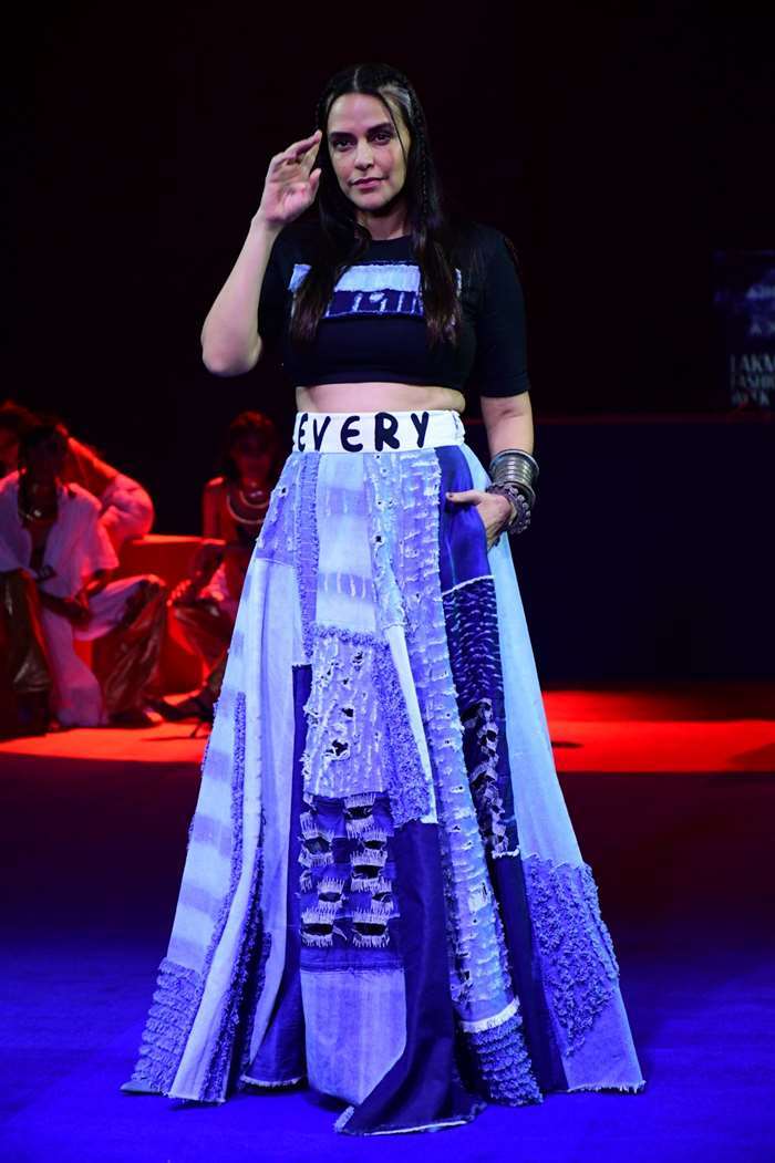 Actress Neha Dhupia was seen attending the Lakme Fashion Week show.
