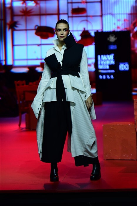 Neha Dhupai walked the ramp at Lakme Fashion Week 2024