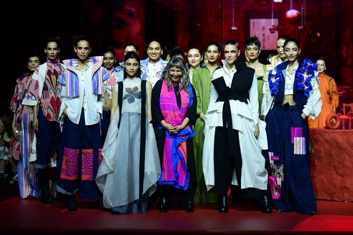 Neha Dhupia with Konkona Sen walked the ramp for the brand Chola The Label