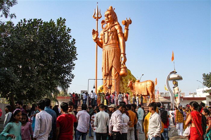 Devotees at a Shiv temple on the Mahashivratri festival, in Gurugram