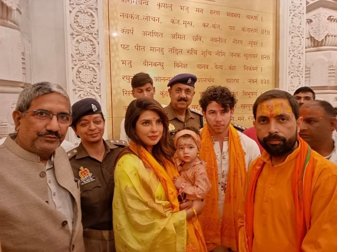 Priyanka Chopra was spotted at the Ram Temple in Ayodhya with her daughter Malti and Nick Jonas.