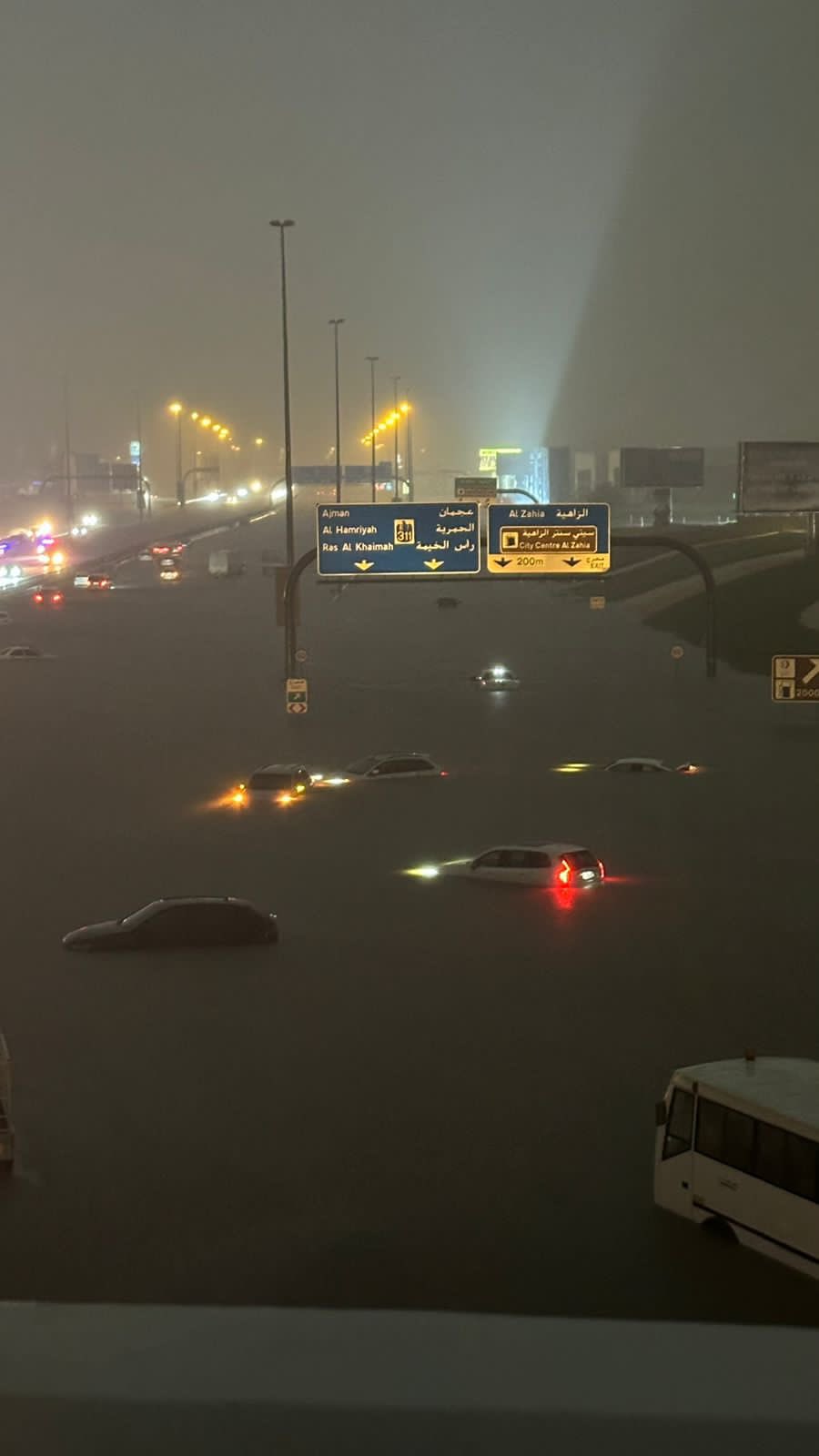 Dubai Roads to the airport were badly flooded, impacting traffic