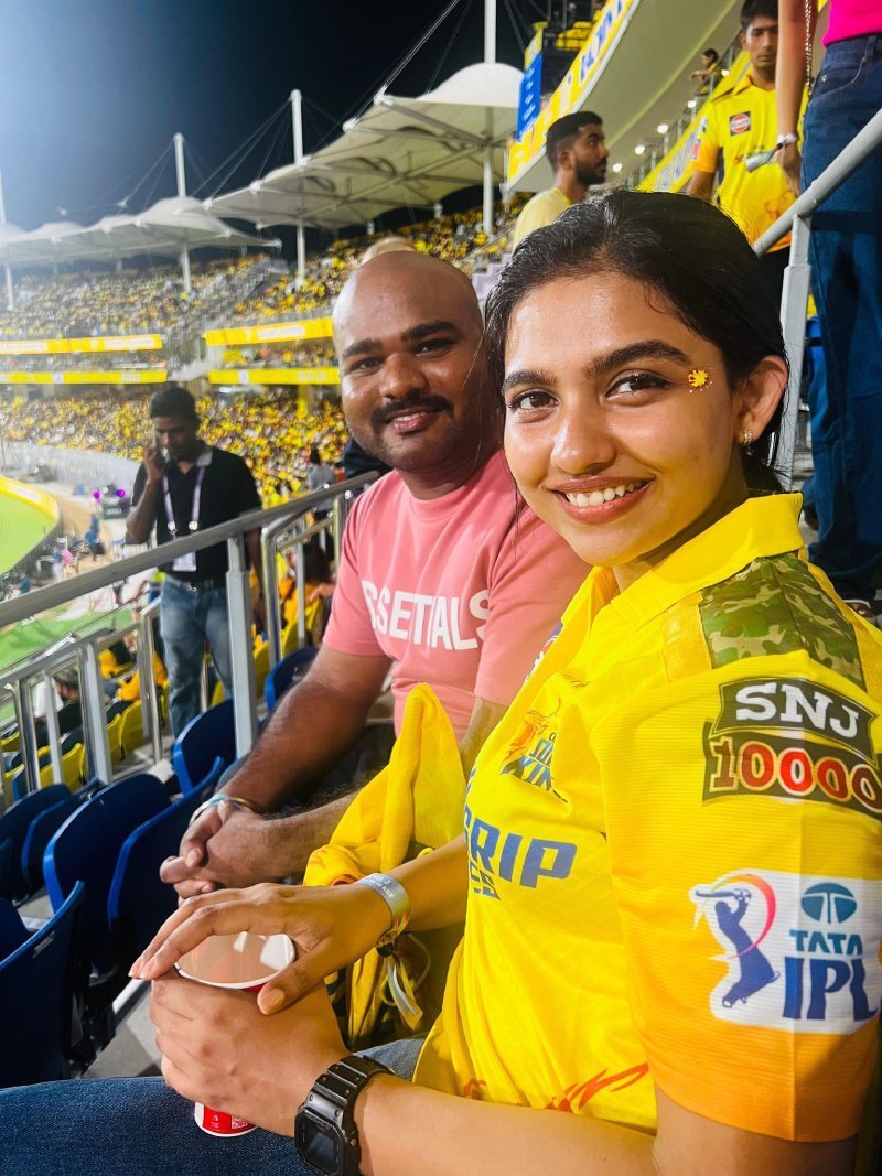 Mamitha Baiju Watch CSK vs KKR Match