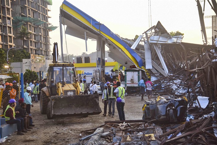 14 persons were killed and 76 others injured on Monday night when a 100-foot tall illegal billboard fell on a petrol pump in Ghatkopar area of Mumbai.