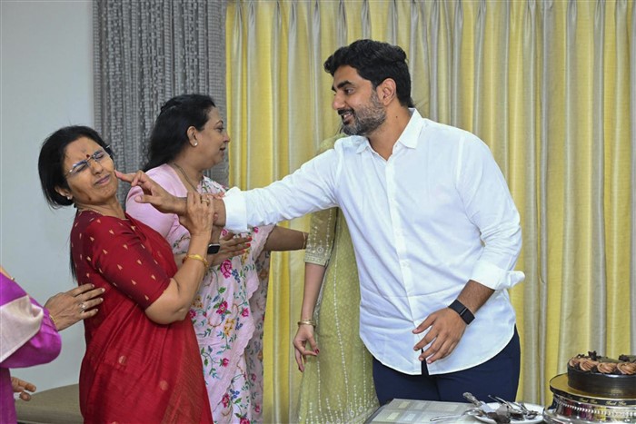 TDP General Secretary Nara Lokesh along with his family celebrates the party's victory in Assembly.