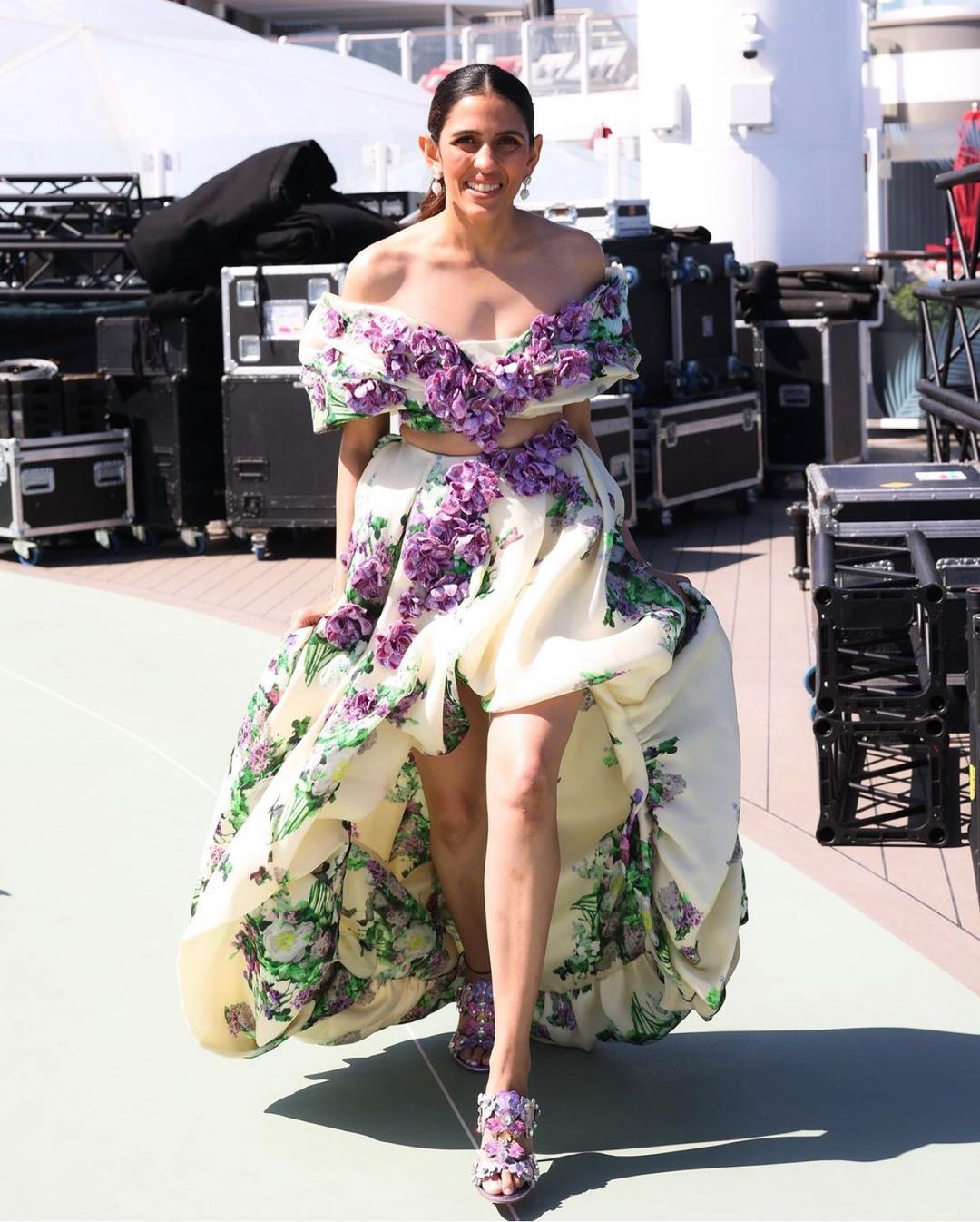 Shloka Mehta dazzles in an off-shoulder crop top and billowing skirt ensemble