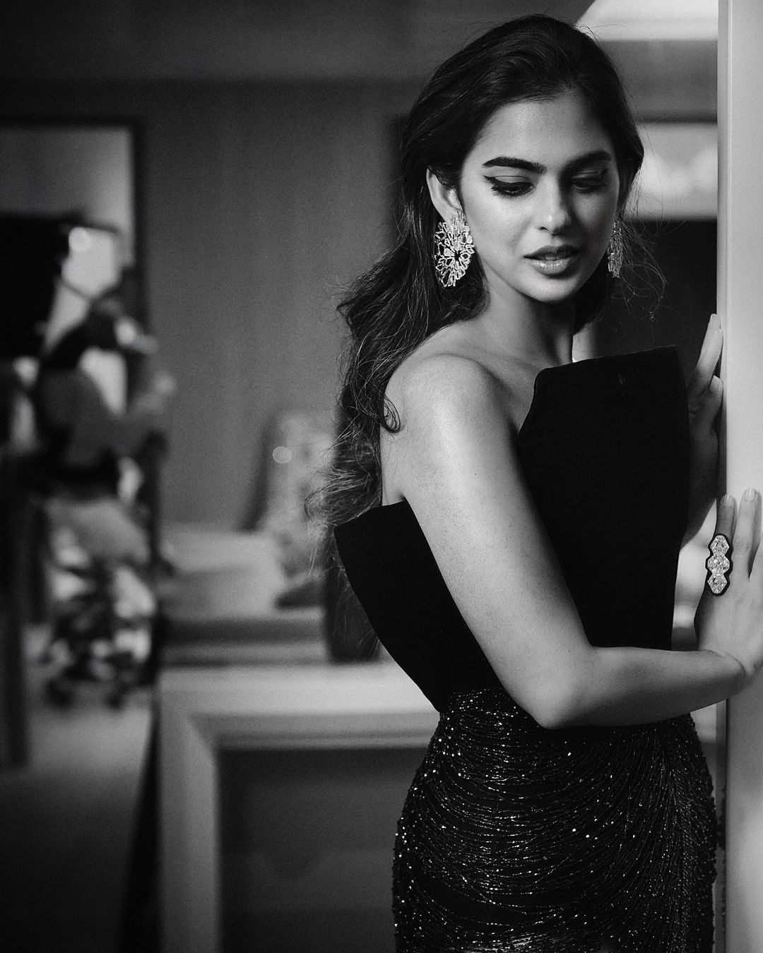 Isha Ambani oversized diamond statement earrings,