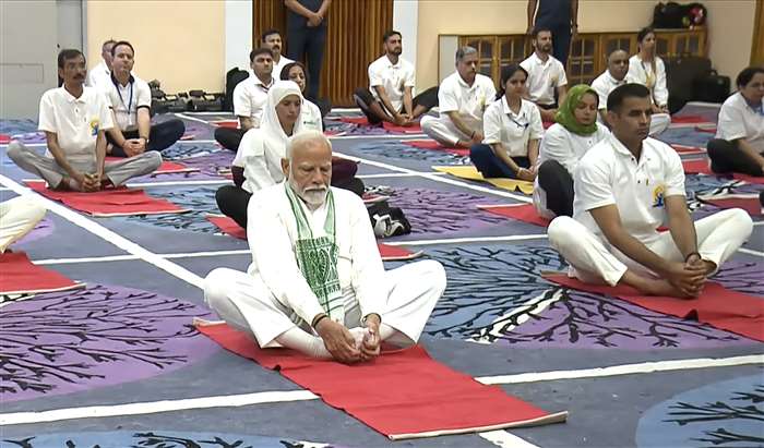 Prime Minister Narendra Modi performs yoga