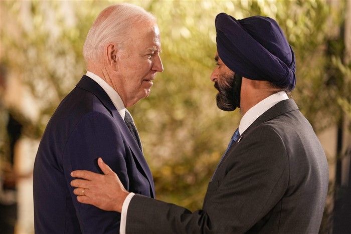 U.S. President Joe Biden and World Bank president Ajay Banga during the Partnership for global infrastructure and investment event at the G7 world leaders summit at Borgo Egnazia, Italy.