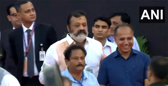 Kerala BJP MP-elect Suresh Gopi attends oath ceremony at Rashtrapati Bhavan in Delhi.