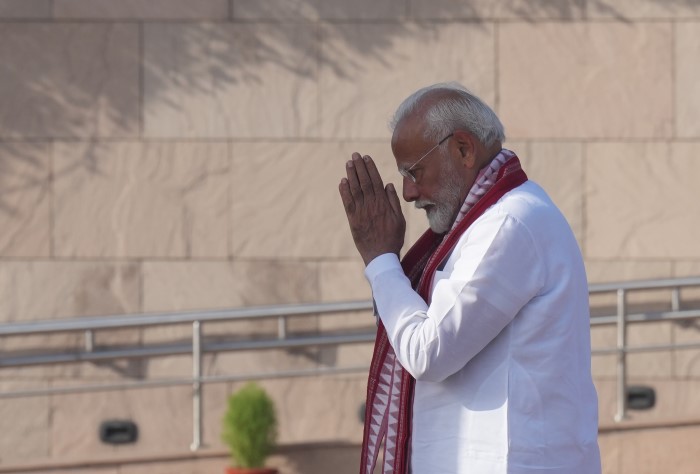 Prime Minister Narendra Modi pays tribute to former prime minister Atal Bihari Vajpayee at his memorial Sadaiv Atal