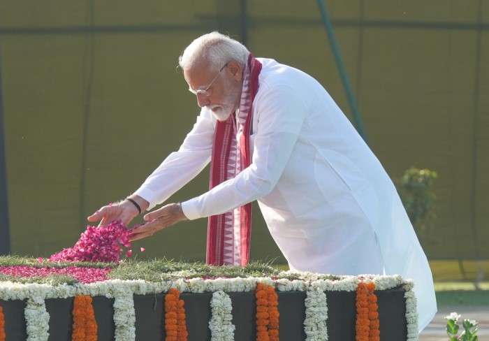 Prime Minister-designate Narendra Modi pays floral tribute to former prime minister Atal Bihari Vajpayee