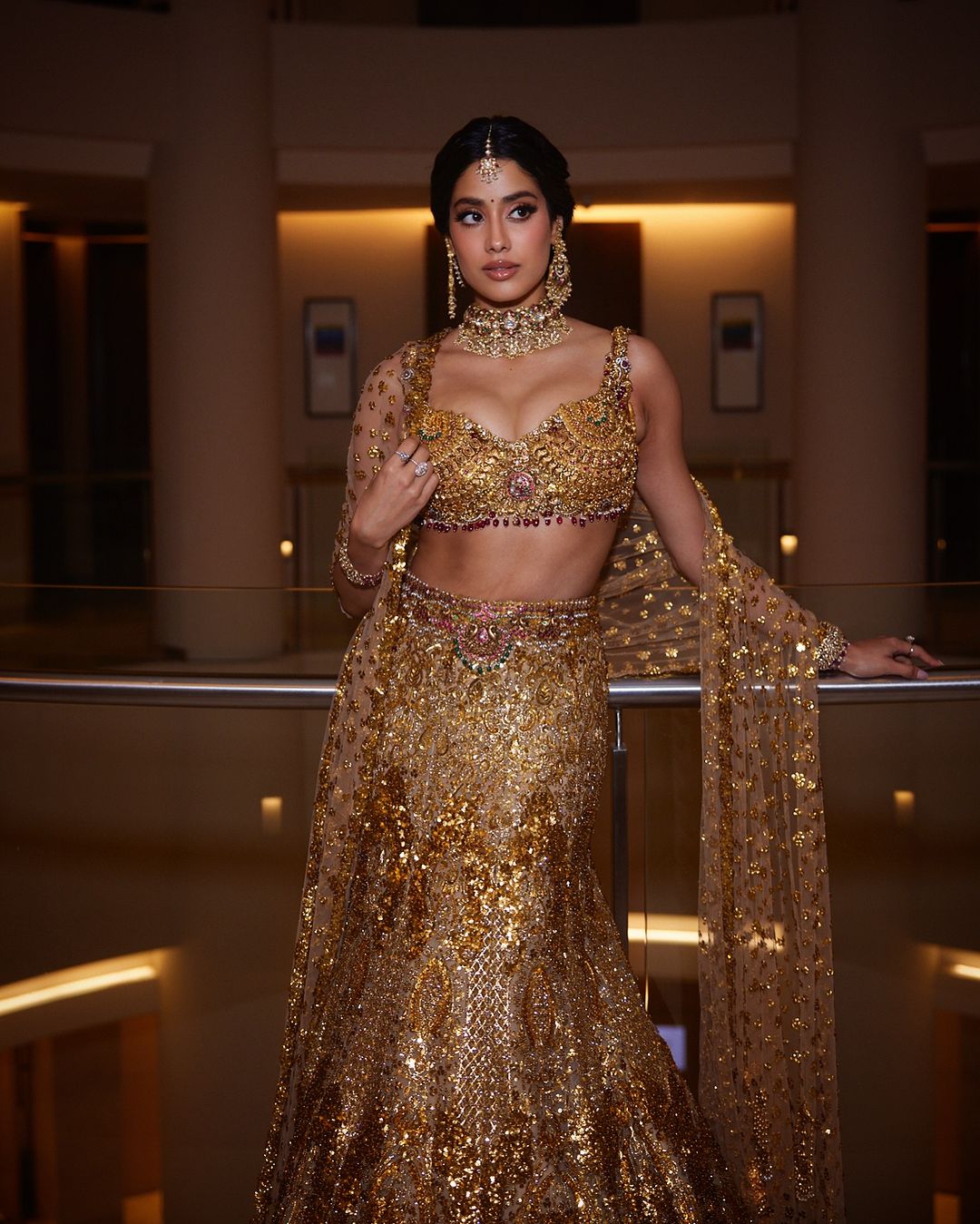 Janhvi Kapoor Golden Lehenga