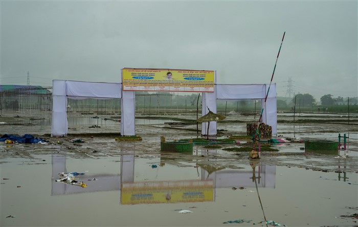 The site where a massive stampede occured during a 'satsang' (religious congregation), in Sikandara Rao area in Hathras district