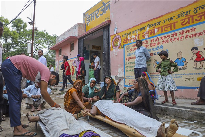 Victims of the Hathras stampede at a Trauma Centre, at Sikandra Rao in Hathras.