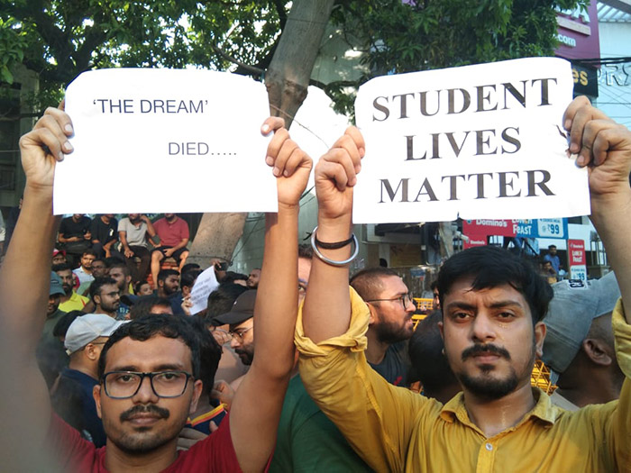 The protests began after reports surfaced that the coaching centre was involved in hiding the circumstances surrounding the deaths.