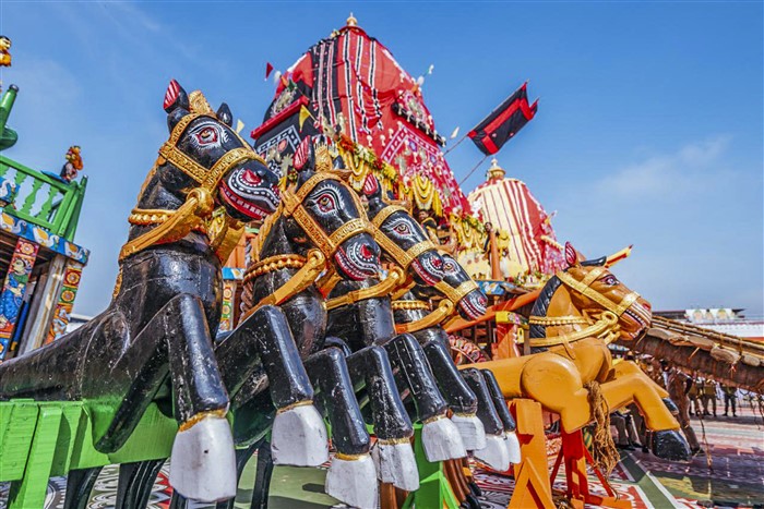 A chariot is seen during the annual ‘Rath Yatra’, in Puri