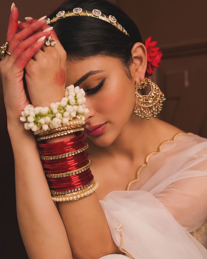 Mouni Roy shimmery saree