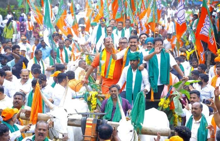 Photos: BJP State President B.Y. Vijayendra Participated In Mysore Chalo Padayatra