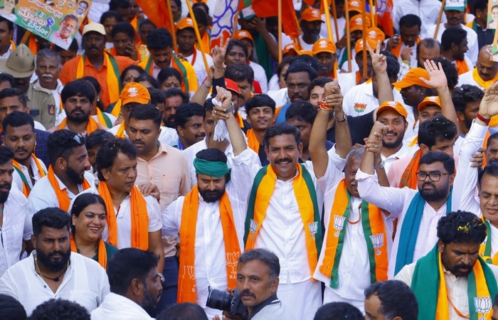 Photos: BJP State President B.Y. Vijayendra Participated In Mysore Chalo Padayatra