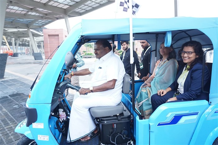 Union Minister HD Kumaraswamy Drives Electric Vehicle