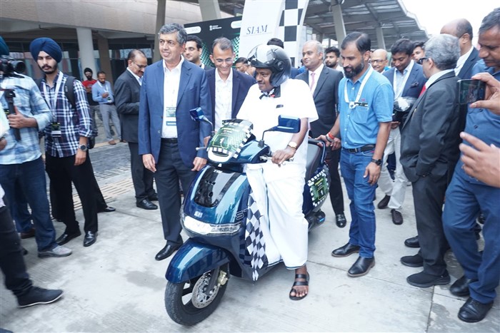 Union Minister HD Kumaraswamy Drives Electric Vehicle