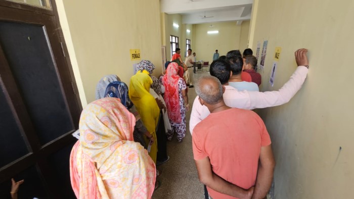 People waiting for casting their vote of Haryana Assembly Election 2024.