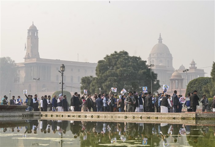 Photos: INDIA bloc MPs protest against Amit Shah