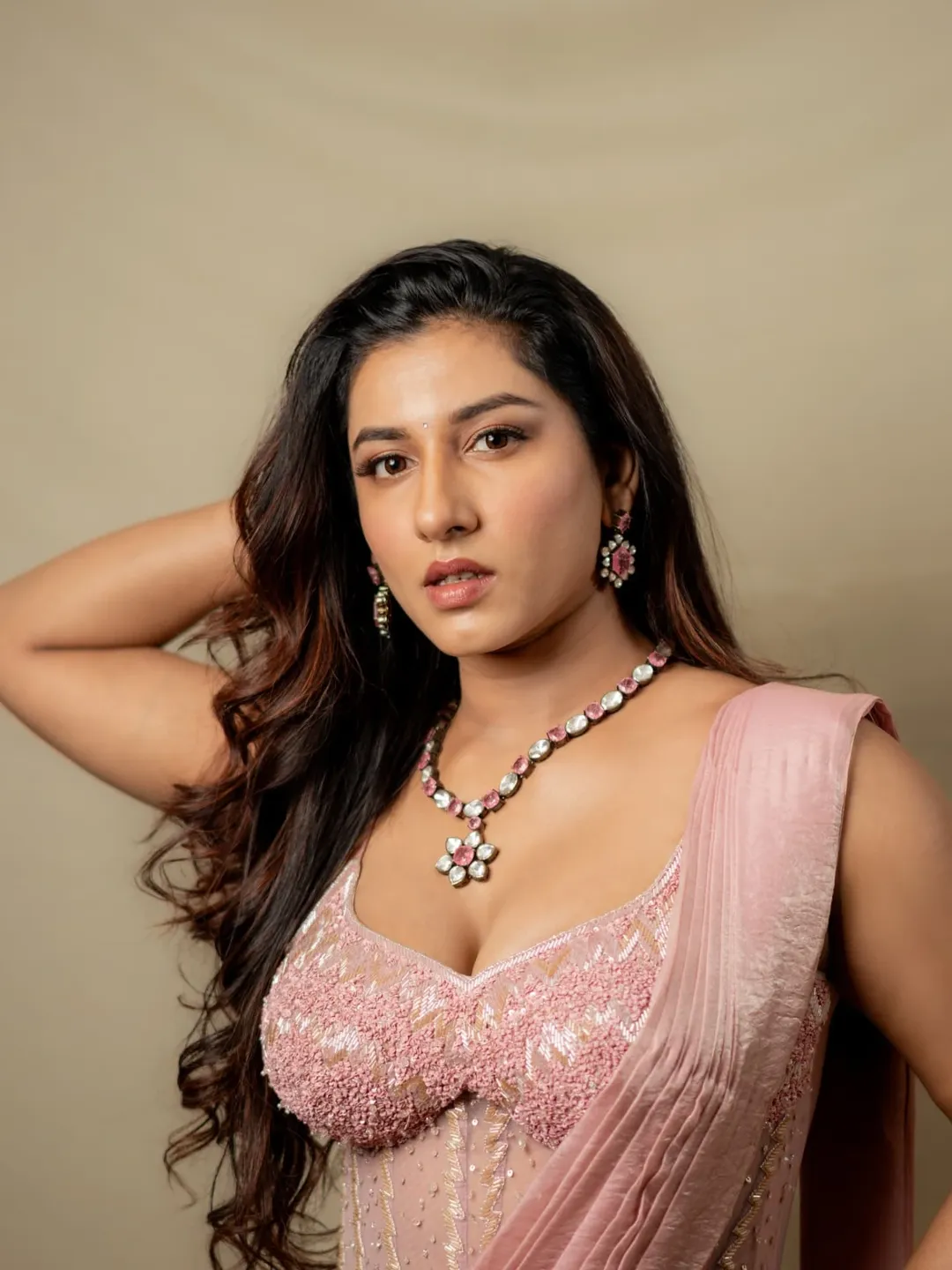 Anchor Vishnu priya hot cleavage show viral in social media