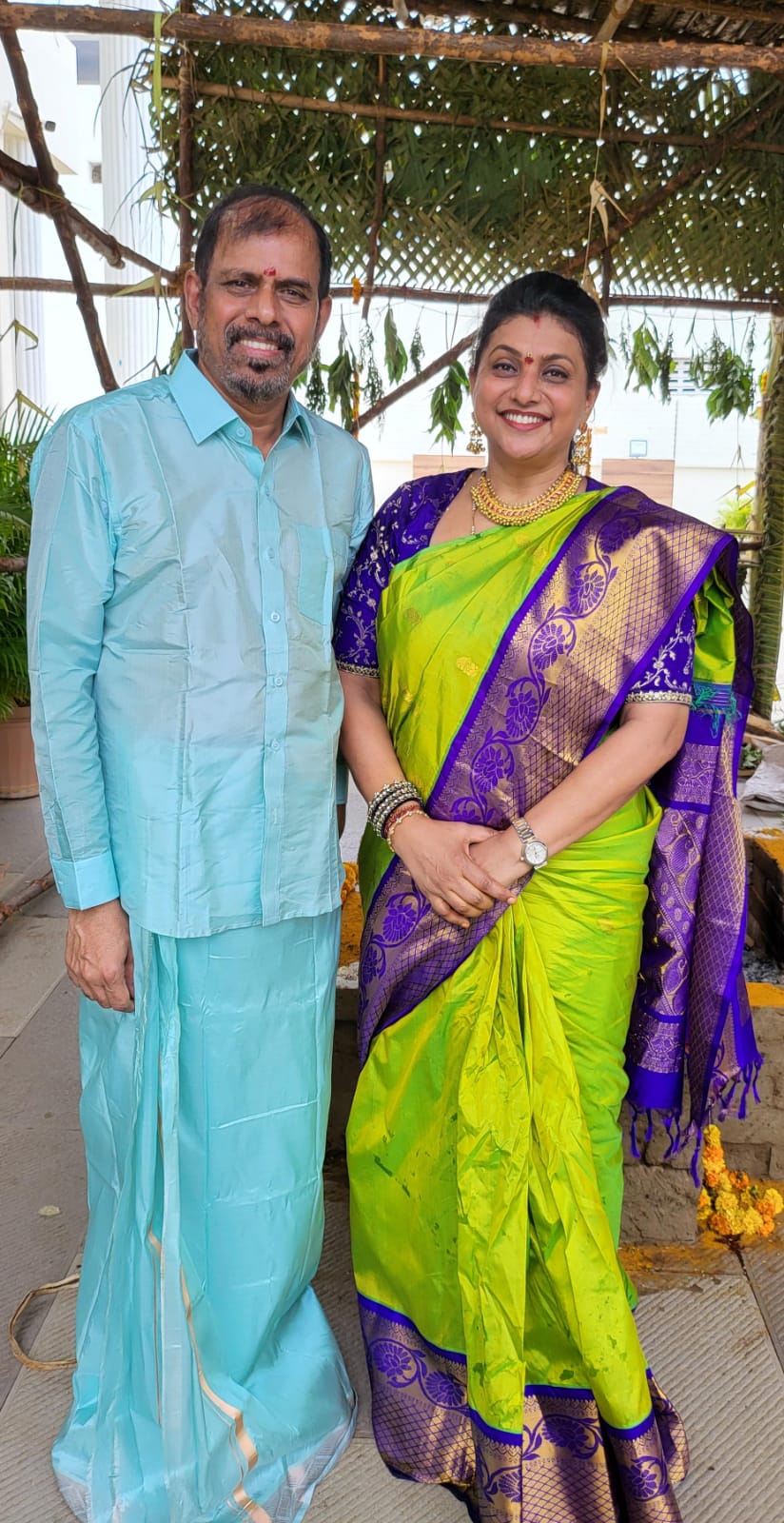 Political Firebrand Roja Celebrates Ganesh Chaturthi with Family at Home