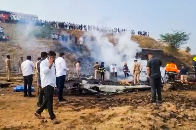 Ajit Pawar plane crash photos