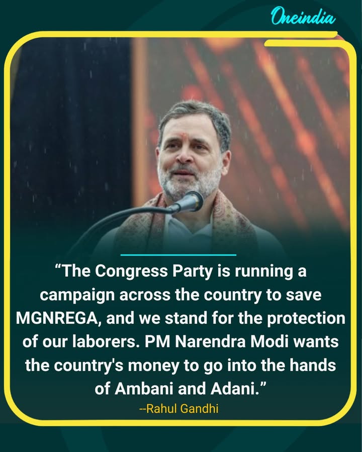 “Congress Fighting to Save MGNREGA; PM Modi Wants Money to Go to Ambani, Adani”: Rahul Gandhi.