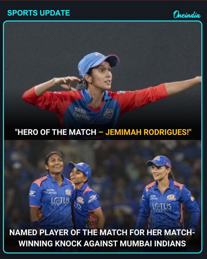 Jemimah Rodrigues Clinches Player of the Match with Match-Winning Knock Against Mumbai Indians.