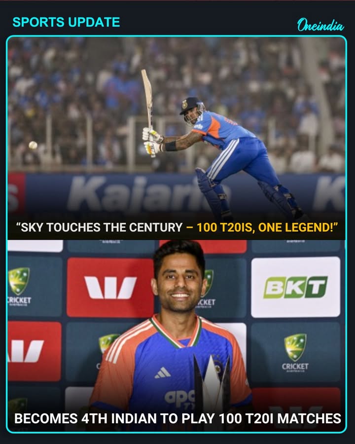 India’s star batter Suryakumar Yadav has achieved a historic milestone by becoming the fourth Indian cricketer to feature in 100 T20I matches, cementing his place among the legends of the shortest format.